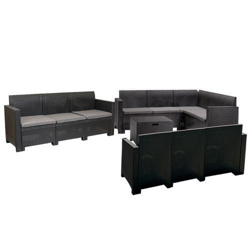 Set de mobilier de gradina de colt Nero V cu 11 locuri, grafit