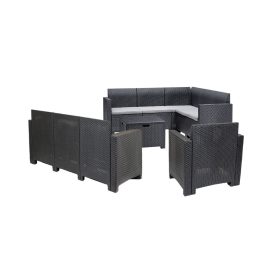 Set de mobilier de gradina de colt Nero VII cu 9 locuri, grafit
