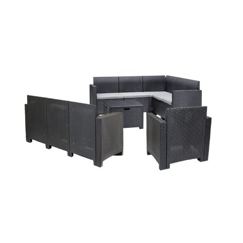 Set de mobilier de gradina de colt Nero VII cu 9 locuri, grafit
