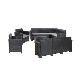 Set de mobilier de gradina de colt Nero VI cu 10 locuri, grafit