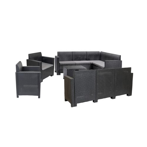Set de mobilier de gradina de colt Nero VI cu 10 locuri, grafit