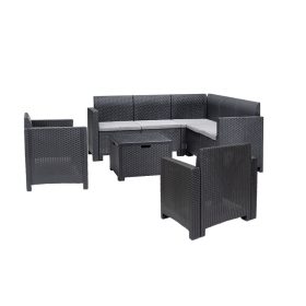 Set de mobilier de gradina de colt Nero V cu 7 locuri, grafit
