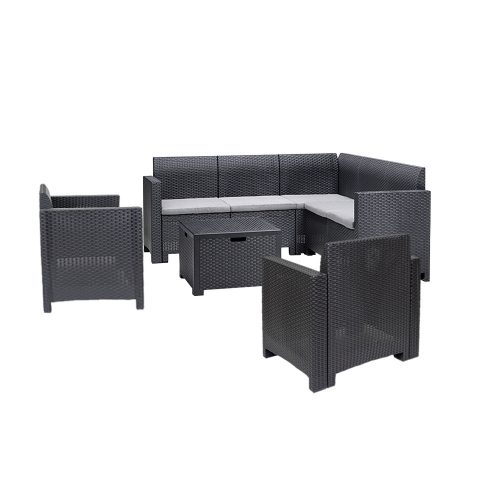 Set de mobilier de gradina de colt Nero V cu 7 locuri, grafit