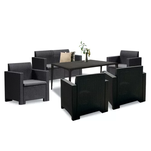 Set de mobilier de gradina Nero III cu 6 locuri, grafit