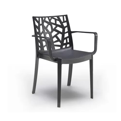 Scaun de gradina Trinity din plastic cu cotiere, grafit