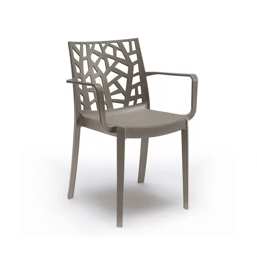 Scaun de gradina Trinity din plastic cu cotiere cappuccino
