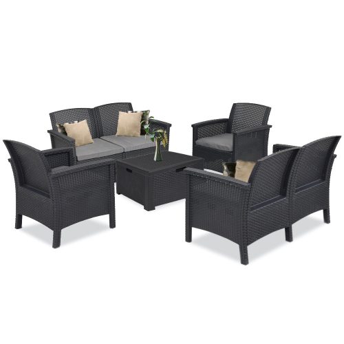 Set de mobilier de gradina Venus II cu 6 locuri, grafit