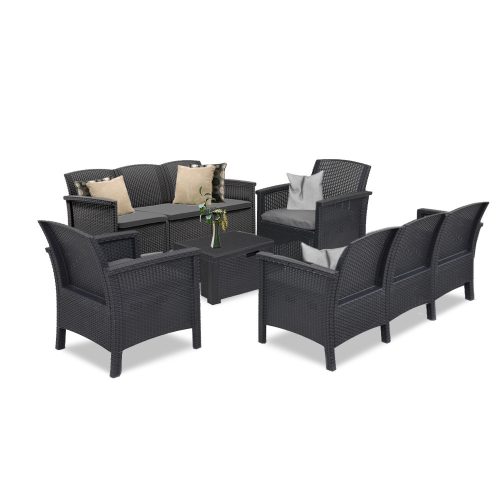 Set de mobilier de gradina Venus II cu 8 locuri, grafit