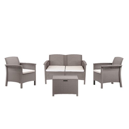 Set de mobilier de gradina Venus II cu 4 locuri, culoare grafit si cappuccino
