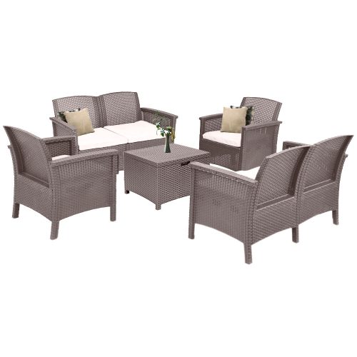 Set de mobilier de gradina Venus II cu 6 locuri, grafit cappuccino
