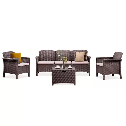 Set de mobilier de gradina Venus cu 5 locuri, maro