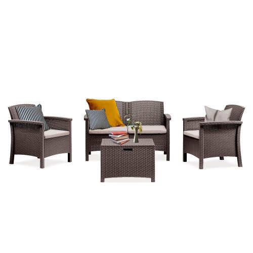 Set de mobilier de gradina Venus cu 4 locuri, maro
