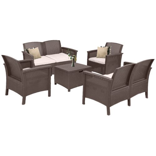 Set de mobilier de gradina Venus Big cu 6 locuri, maro