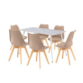 Ravena 6+1 set de sufragerie alb-bej