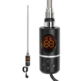   Uscător de prosoape cu cartuș de încălzire electrică pentru radiator cu termostat digital 600W negru