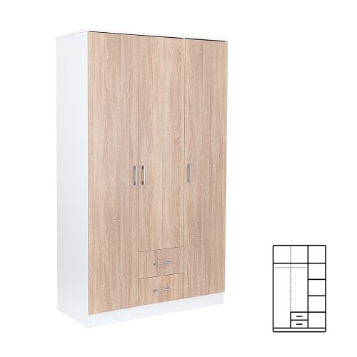 Dulap Miami 120x205 cm stejar sonoma-alb