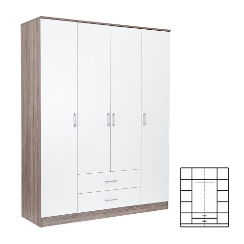 Dulap Miami 160x205 cm alb-stejar York