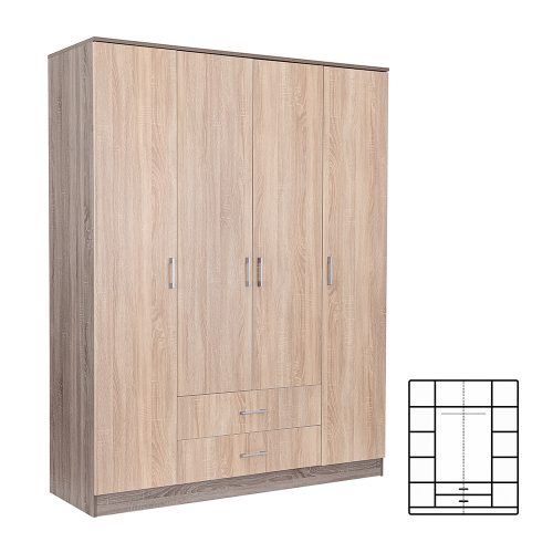 Dulap Miami 160x205 cm stejar Sonoma-stejar York