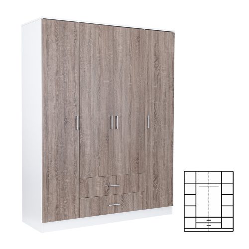 Dulap Miami 160x205 cm stejar York-alb