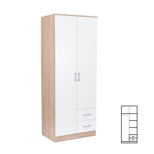 Dulap Miami 80x205 cm alb-stejar sonoma