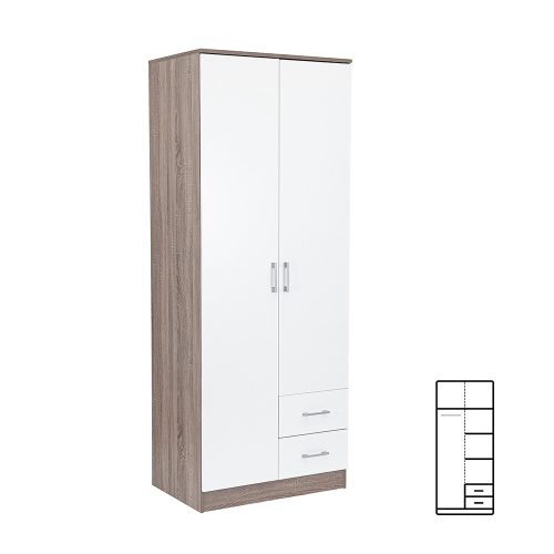 Dulap Miami 80x205 cm alb-stejar York