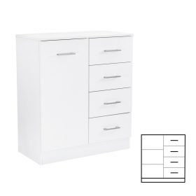Comoda Miami cu 1 usa si 4 sertare 80x92 cm alb-alb