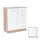 Comoda Miami cu 1 usa si 4 sertare 80x92 cm alb-stejar sonoma