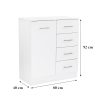 Comoda Miami cu 1 usa si 4 sertare 80x92 cm alb-stejar York