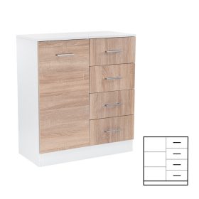 Comoda Miami cu 1 usa si 4 sertare 80x92 cm stejar sonoma-alb