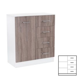 Comoda Miami cu 1 usa si 4 sertare 80x92 cm stejar York-alb