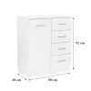 Comoda Miami cu 1 usa si 4 sertare 80x92 cm stejar York-alb