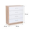 Comoda Miami cu 4 sertare 80x92 cm alb-stejar sonoma