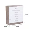 Comoda Miami cu 4 sertare 80x92 cm alb-stejar York