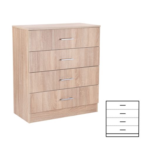 Comoda Miami cu 4 sertare 80x92 cm stejar sonoma-stejar sonoma