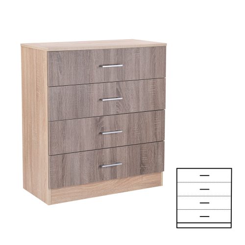 Comoda Miami cu 4 sertare 80x92 cm stejar York-stejar Sonoma