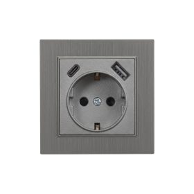 Priză Nova cu conector USB cu cadru gri