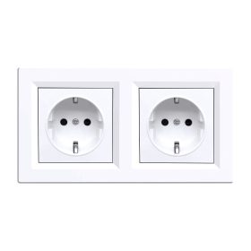 Priză dublă Nova cu cadru alb