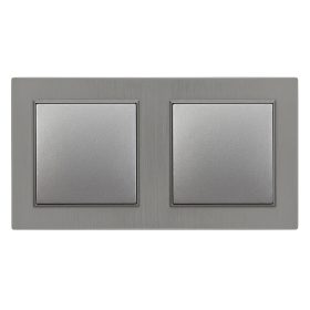 Întrerupător Nova cu cruce dublă 107 gri cu cadru dublu