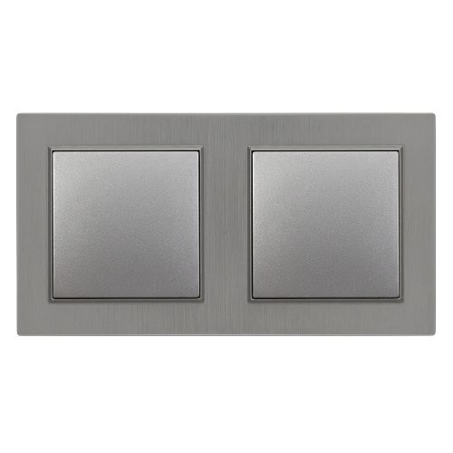 Întrerupător Nova cu cruce dublă 107 gri cu cadru dublu