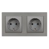 Priză dublă Nova cu cadru gri