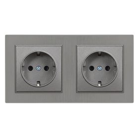 Priză dublă Nova cu cadru gri