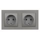 Priză dublă Nova cu cadru gri