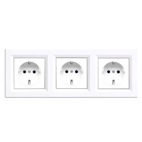 Ștecher cu împământare Nova III cu cadru alb