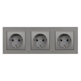 Ștecher cu împământare Nova III cu cadru gri