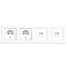 Nova IV două fișe cu doi conectori UTP cu cadru alb