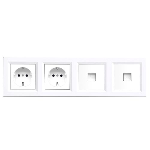 Nova IV două fișe cu doi conectori UTP cu cadru alb