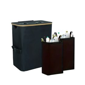 Colector selectiv de sticle cu doua compartimente 140l negru