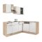 Mobila de bucatarie de colt Yorki 220, corp din stejar Sonoma, cu fata alb satinat