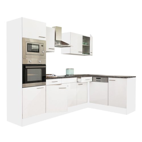 Mobila de bucatarie Yorki 280 cu corp alb si fata alb satinat