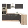 Mobila de bucatarie Yorki 280 cu corp din stejar sonoma si fata antracit satinat